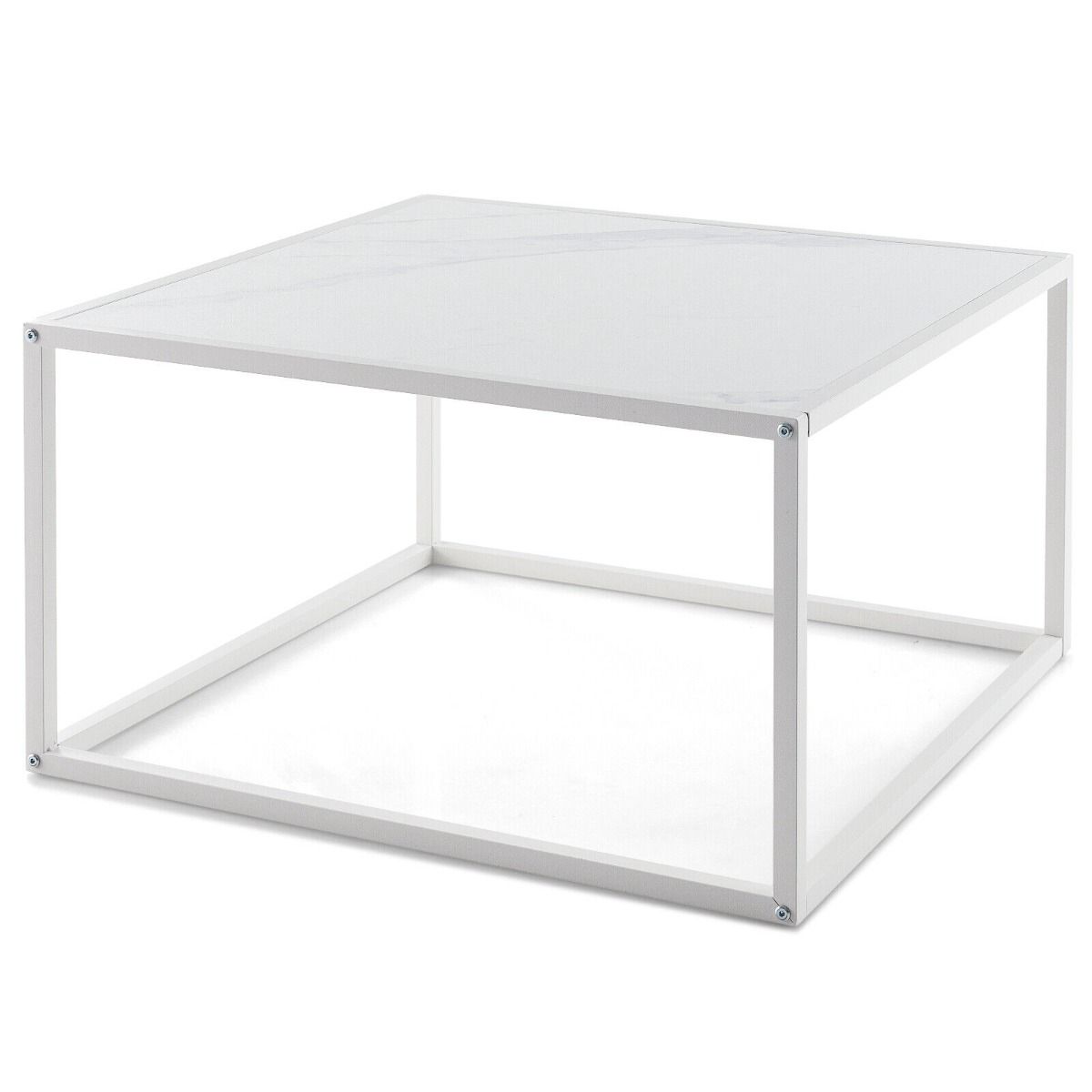 Modern Square Leisure Coffee Table with Faux Marble Tabletop